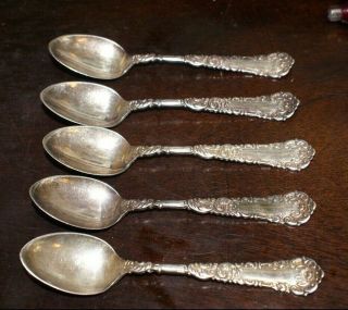 Five Rare Antique Wm Rogers " Yale " 4 1/2 Inch Spoons