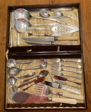 Antique Vintage Silver Plated Collectors Cutlery Items X 28