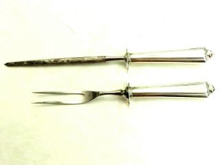 1911 Plymouth By Gorham Sterling Silver Carving Fork And Sharpener Set
