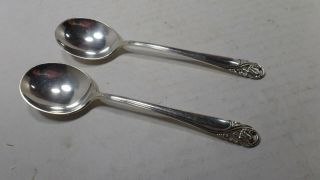 2 - Antique (1942) Sterling Silver Soup Spoons By International,  Spring Glory Pat