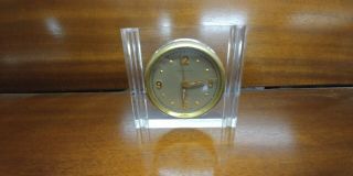 Tiffany & Co Lucite Desk Clock Vintage Square Alarm Swiss Made Paperweight