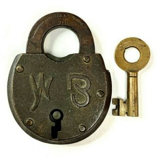 Vintage Wilson Bohannan W B Brooklyn N.  Y.  Brass Lock Co.  W/ Key 310