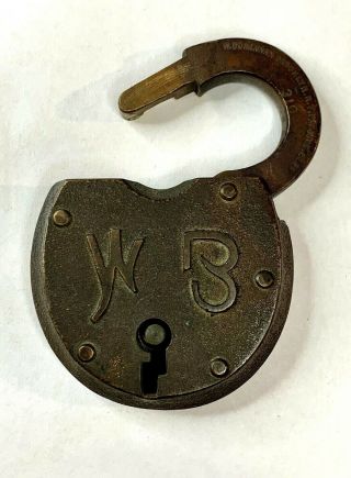 Vintage Wilson Bohannan W B Brooklyn N.  Y.  Brass Lock Co.  W/ Key 310 3