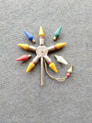 Vintage A Merry Christmas C6 Lights Metal 5 Point Star Tree Topper
