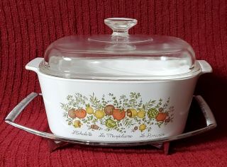 Vintage Corning Ware 5 Quart Spice Of Life Casserole A - 5 - B With Lid With Trivet