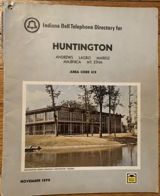 1970 Huntington Indiana Bell Telephone Book Directory Yellow Pages Andrews