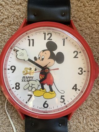 Vintage 50 Happy Years Mickey Mouse 36 " Watch Elec Wall Clock By Welby