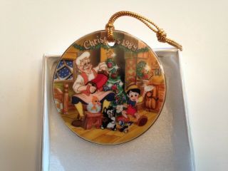 Vintage 1989 Disney Pinocchio And Geppetto Christmas Porcelain Plate Ornament