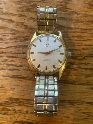 Vintage Mens Tissot Swiss Automatic Seastar Watch With Strap Runs Perfectly 1965
