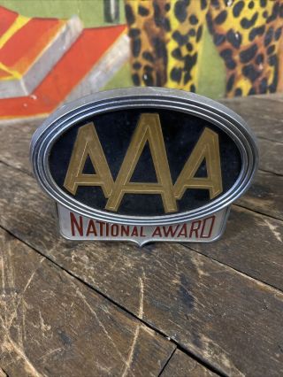 VINTAGE C.  1950 AAA NATIONAL AWARD LICENSE PLATE TOPPER SIGN AUTOMOBILE CLUB GAS 2