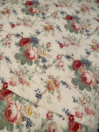 Vintage Ralph Lauren Full Queen Comforter Elsa Grasslands Cotton Peony Roses Euc