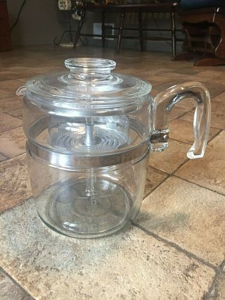 Vintage Pyrex Flameware 7759 B 9 Cup Coffe Pot Percolator Complete