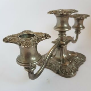 Vintage Baroque Style Silver Plated Three Branch Candelabra Candlesticks :a8