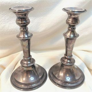 Antique Sheffield Silver Plate On Copper Candlesticks