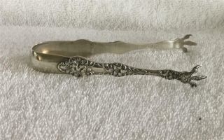 Sterling Silver Sugar Tongs Bird Claw Lily Whiting - Gorham ? 39 Grams No Mono