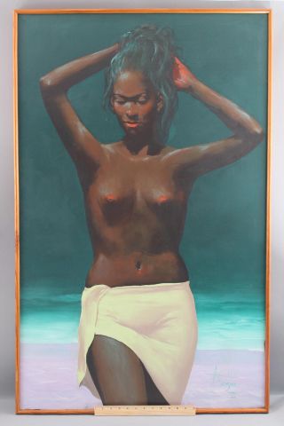 Juan Plutarco Andujar Dominican Republic Nude Caribbean Woman Oil Painting,  Nr