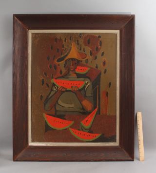 Vintage Modernist Silkscreen Print Rufino Tamayo Mexican Watermelon Eater Man