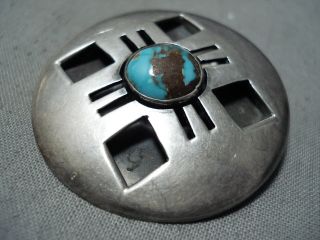 Vintage Navajo Bisbee Turquoise Sterling Silver Pin/pendant Old