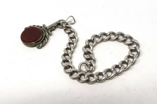 A Great Antique Victorian Edwardian Solid Silver Albert Chain With Swivel
