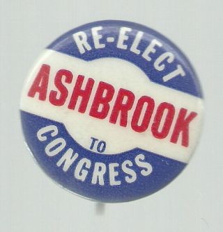 Re - Elect Ashbrook To Congress Ohio Political Campaign Pin