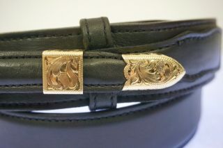 Harry H.  Hudson 3 Piece Ranger Belt Buckle 14K Gold Engraved Vogt Belt 34 4