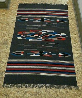 Vintage Rio Grande Chimayo Hand Woven Center Splice Seam Southwest Blanket Wow