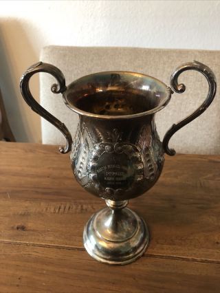 Antique Date 1915 Silver Plate Epns Rifle Trophy Cup Engraved Made In Uk