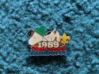 Vintage Boy Scouts Of America Bsa 1989 National Jamboree Peanuts Snoopy Pin