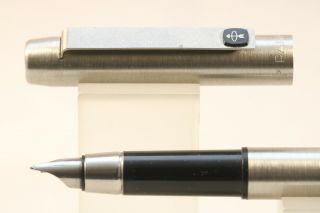 Vintage (1980) Parker 25 Medium Fountain Pen,  Brushed Steel With Black Trim
