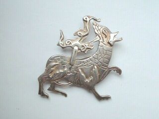 Vintage Silver Ola Gorie Maeshowe Dragon Brooch Pin