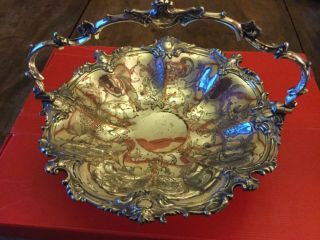 Silver Plate Solid Cast Fruit Basket Marked 619 D S