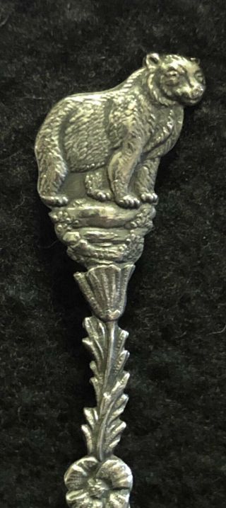 Vintage Alaska Souvenir Spoon Sterling Silver Bear Flower Children ' s Demitasse 3