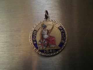 Antique Victoria Fourpence Groat 1840.  925 Silver Enamel Fob Watch Charm Pendant 2