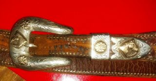 Vintage Sterling Silver 14k Visalia Stock Saddle Co.  Ranger Set Belt Buckle