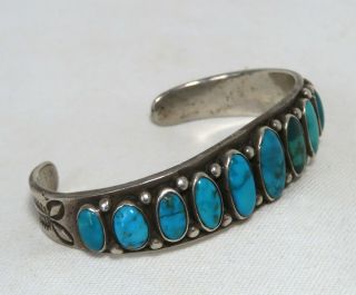 Great 1920s Navajo Native American Indian Coin Silver & Turquoise Bracelet