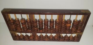 Lotus Flower Chinese Abacus - 91 Beads - 13 Horn Rods - Wood And Brass