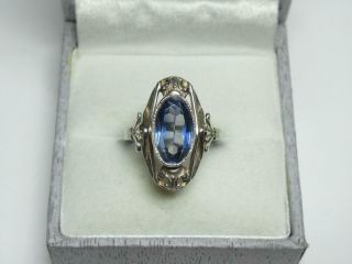 Vintage Soviet Russian Sterling Silver 875 Ring Sapphire,  Women 