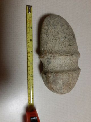 NATIVE AMERICAN INDIAN Stone Axe Head Grooved Club Artifact 3
