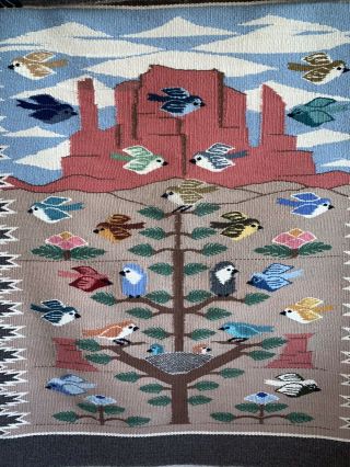 Vintage Wool Native American Indian Navajo Tree/life Bird Rug Blanket Tapestry