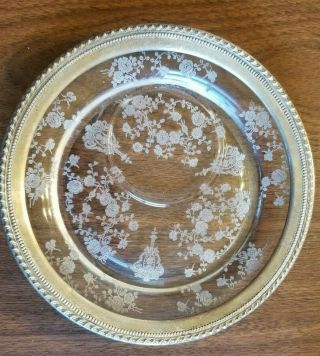 Vintage Sterling ? Cut Glass / Crystal With Silver Rim Dish