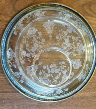 Vintage Sterling ? Cut Glass / Crystal with Silver Rim Dish 2