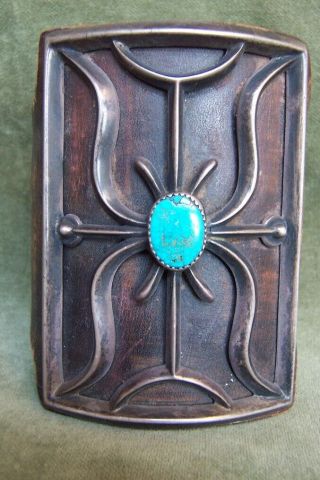Navajo Sandcast bracelet - Silver,  Turquoise - Old Pawn - Ketoh,  c.  1920 3