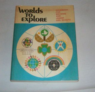 Vintage Girl Scouts: Worlds To Explore Handbook 1977 Softcover