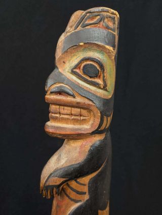 19th Century Native American Tlingit Or Haida Hand Carved Wood Model Totem Pole