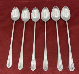 6 Vintage Wm Rogers Mfg Co Is 1936 Ivanhoe Long Handled Ice Tea Spoons