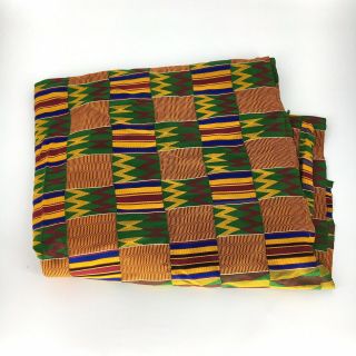 Vintage Authentic African Kente Cloth 130 x 84 Ashanti Ghana Hand Woven Fabric 2