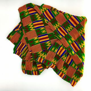 Vintage Authentic African Kente Cloth 130 x 84 Ashanti Ghana Hand Woven Fabric 3