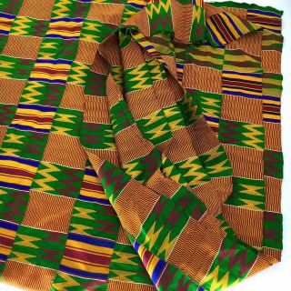 Vintage Authentic African Kente Cloth 130 x 84 Ashanti Ghana Hand Woven Fabric 4