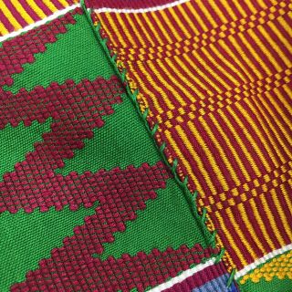 Vintage Authentic African Kente Cloth 130 x 84 Ashanti Ghana Hand Woven Fabric 6