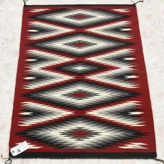 Native American Navajo Chinle Squash Blossom Wool Rug Handwoven By Aurelia Joe